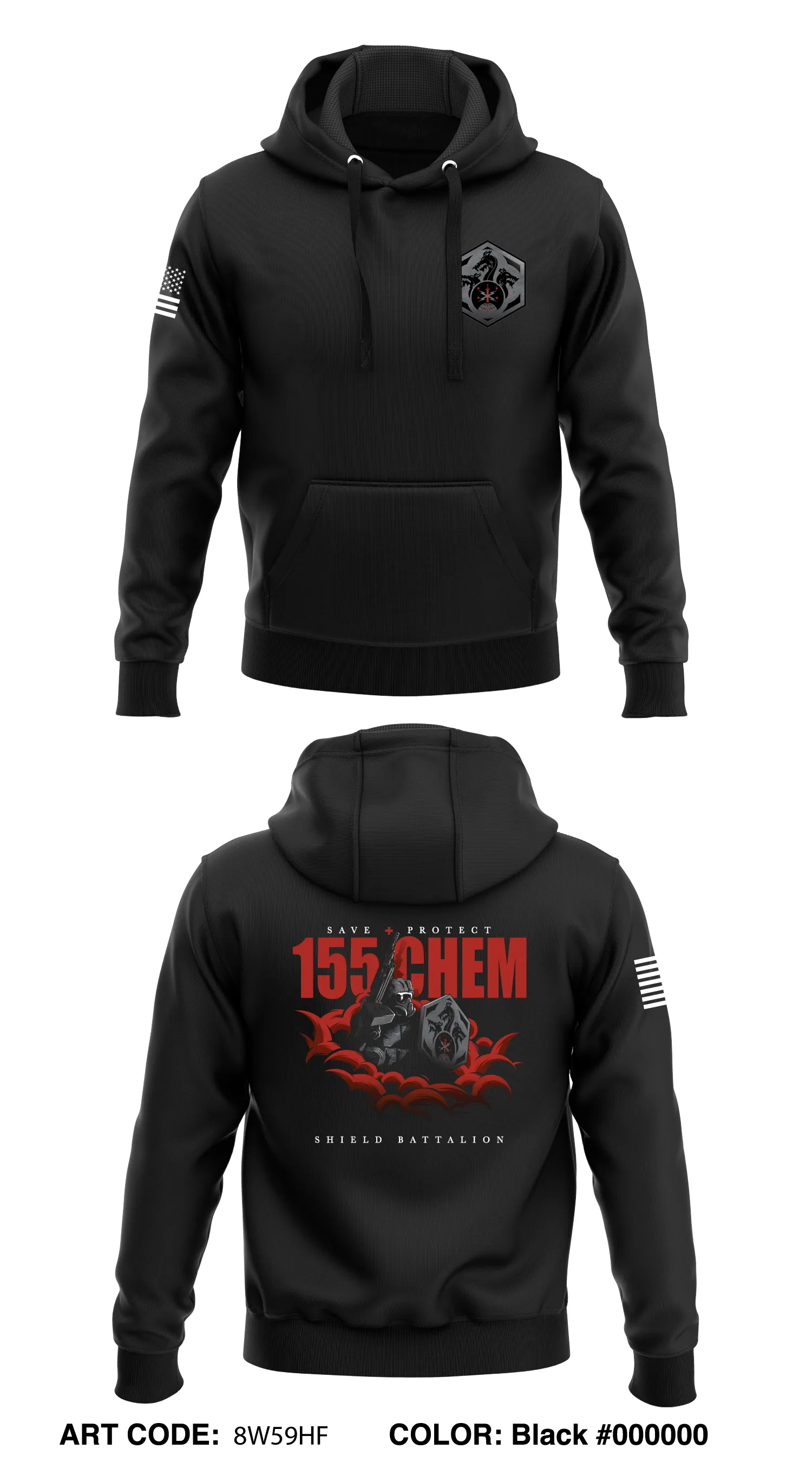 155 Chemical Battalion  Core Men's Hooded Performance Sweatshirt - 8W59HF