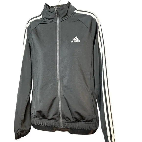 2 Adidas Track Jackets Black with 3 stripes. Size Small