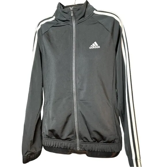 2 Adidas Track Jackets Black with 3 stripes. Size Small
