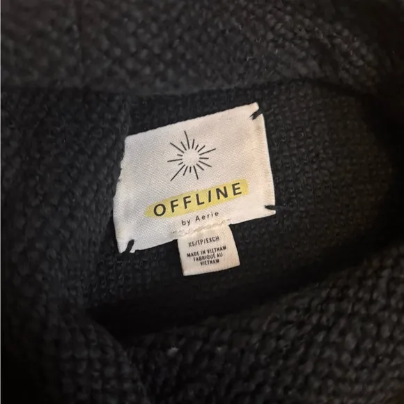 Aerie Offline Snowday Black Mock Neck Sweatshirt Jogger Sweatpants Matching Set