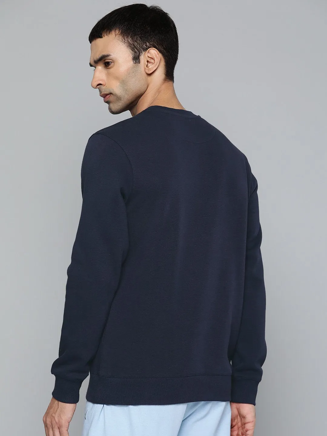 Alcis Men Solid Navy Blue Sweatshirts