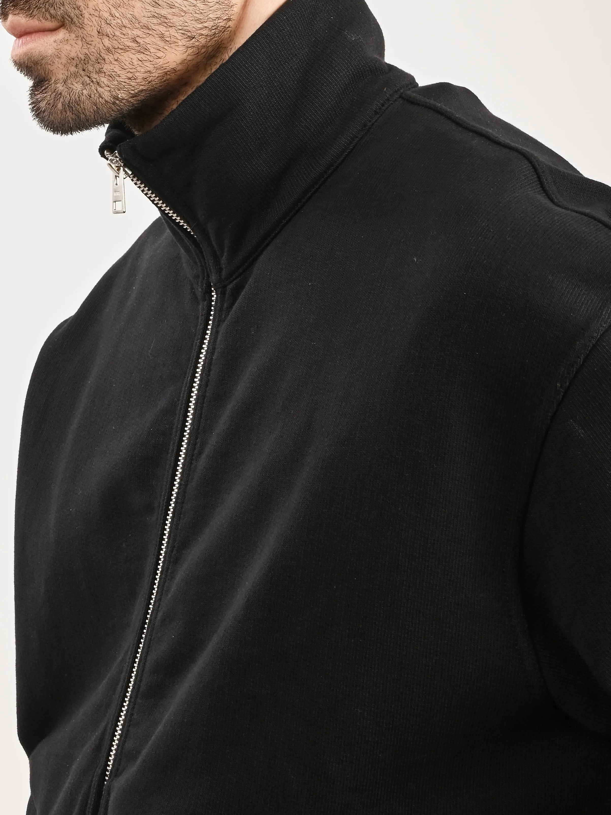 Black Bjorn Relaxed Organic Loopback Track Jacket