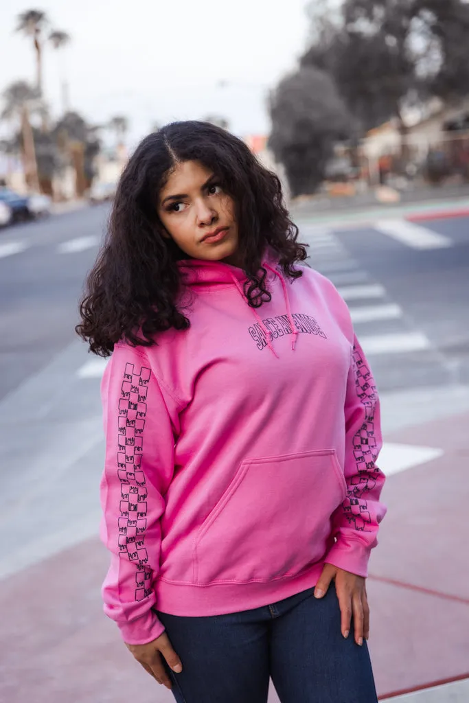 Black Outline SA Curve | Pink Hoodie (Outline Sleeves)