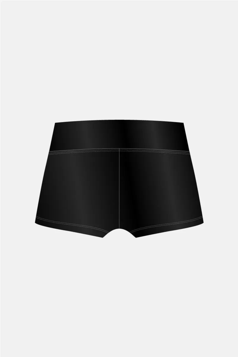Black Wetlook Wide Waistband Shorts
