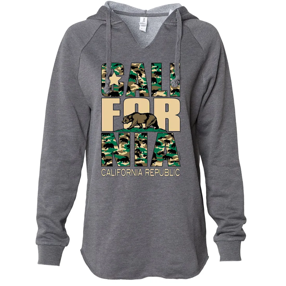 California State Flag Camo Women's Soft Hooded Pullover