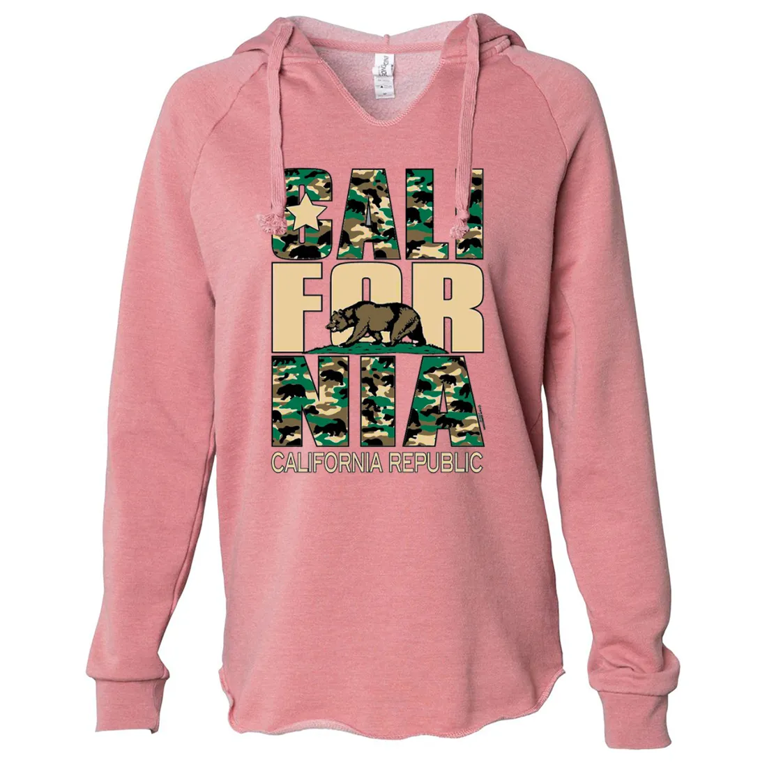 California State Flag Camo Women's Soft Hooded Pullover