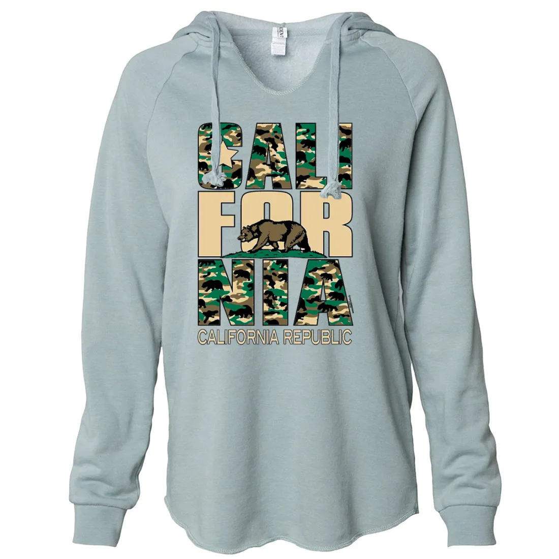 California State Flag Camo Women's Soft Hooded Pullover
