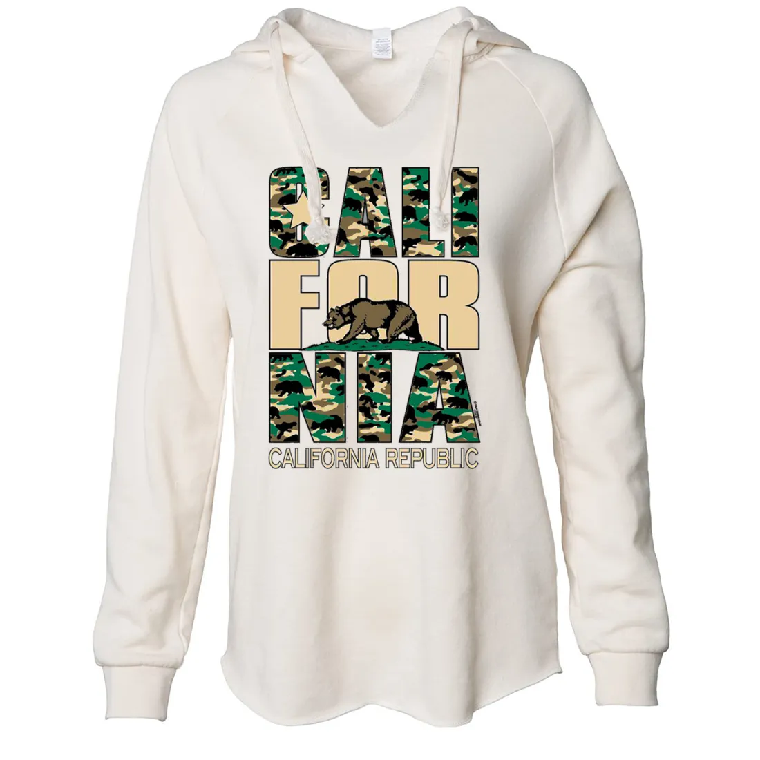 California State Flag Camo Women's Soft Hooded Pullover