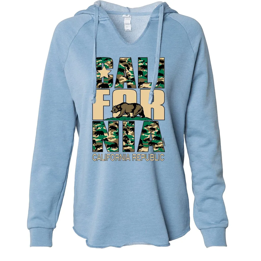 California State Flag Camo Women's Soft Hooded Pullover