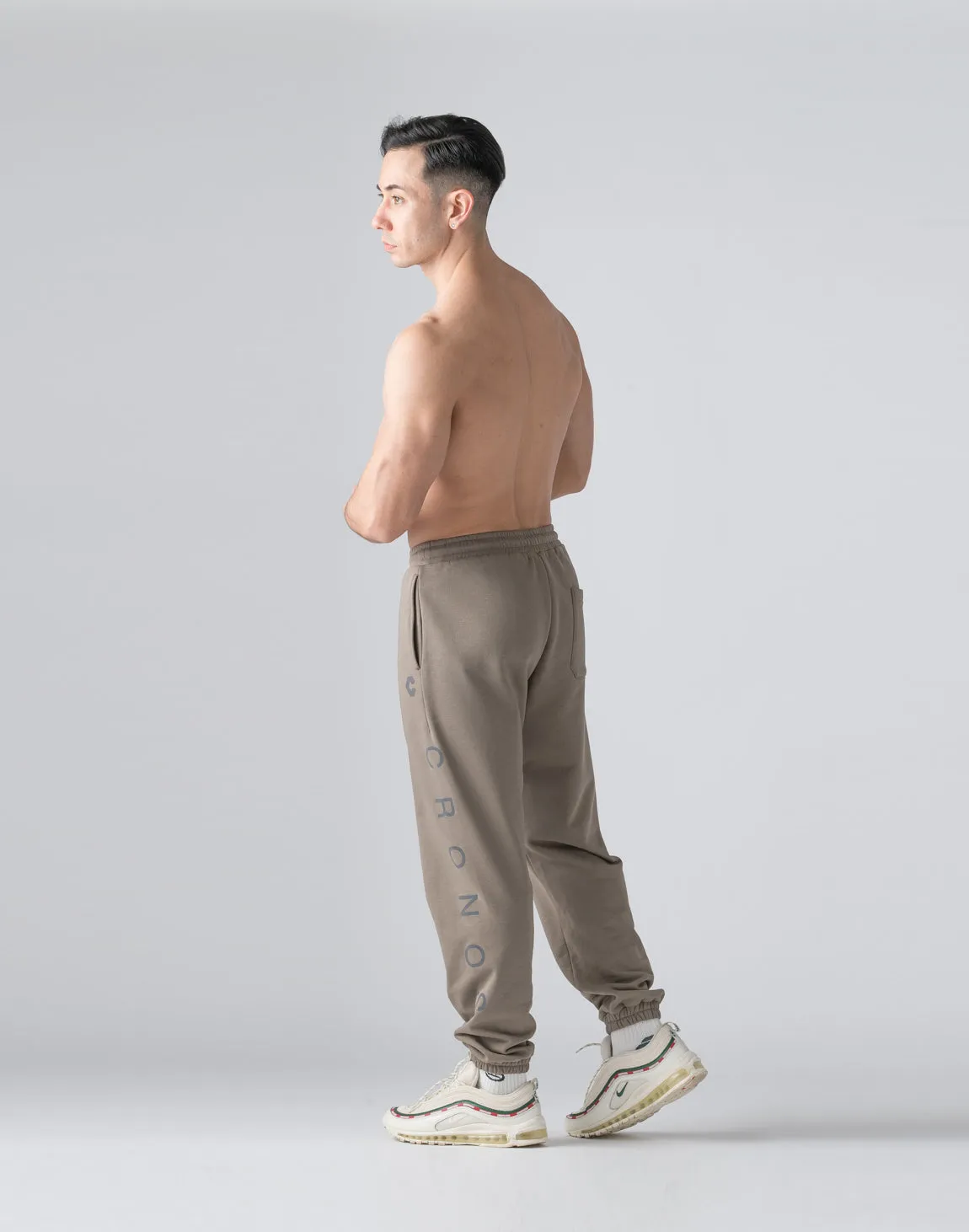 CRONOS Reflector Print Sweat Long Pants【TAUPE】