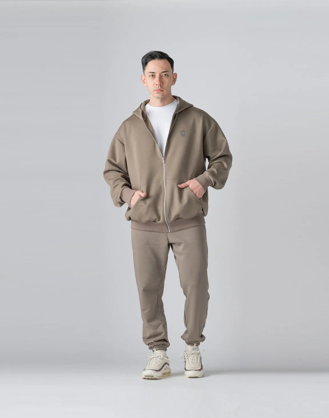 CRONOS Reflector Print Sweat Long Pants【TAUPE】
