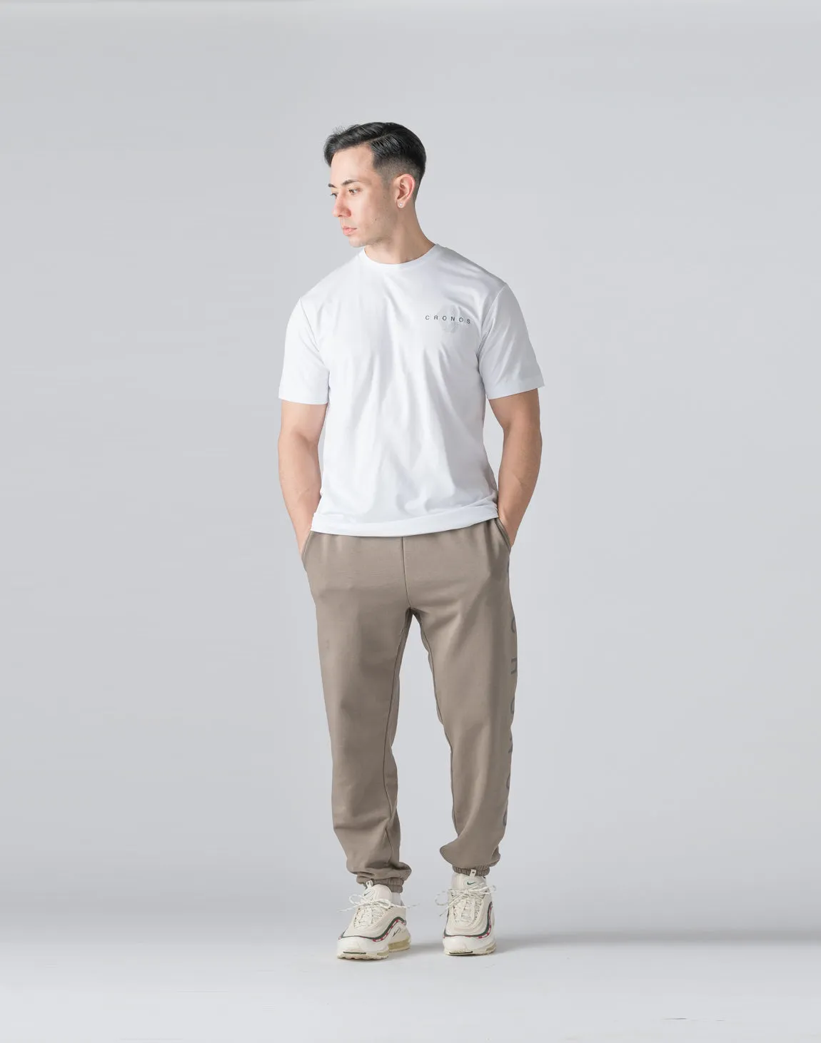 CRONOS Reflector Print Sweat Long Pants【TAUPE】