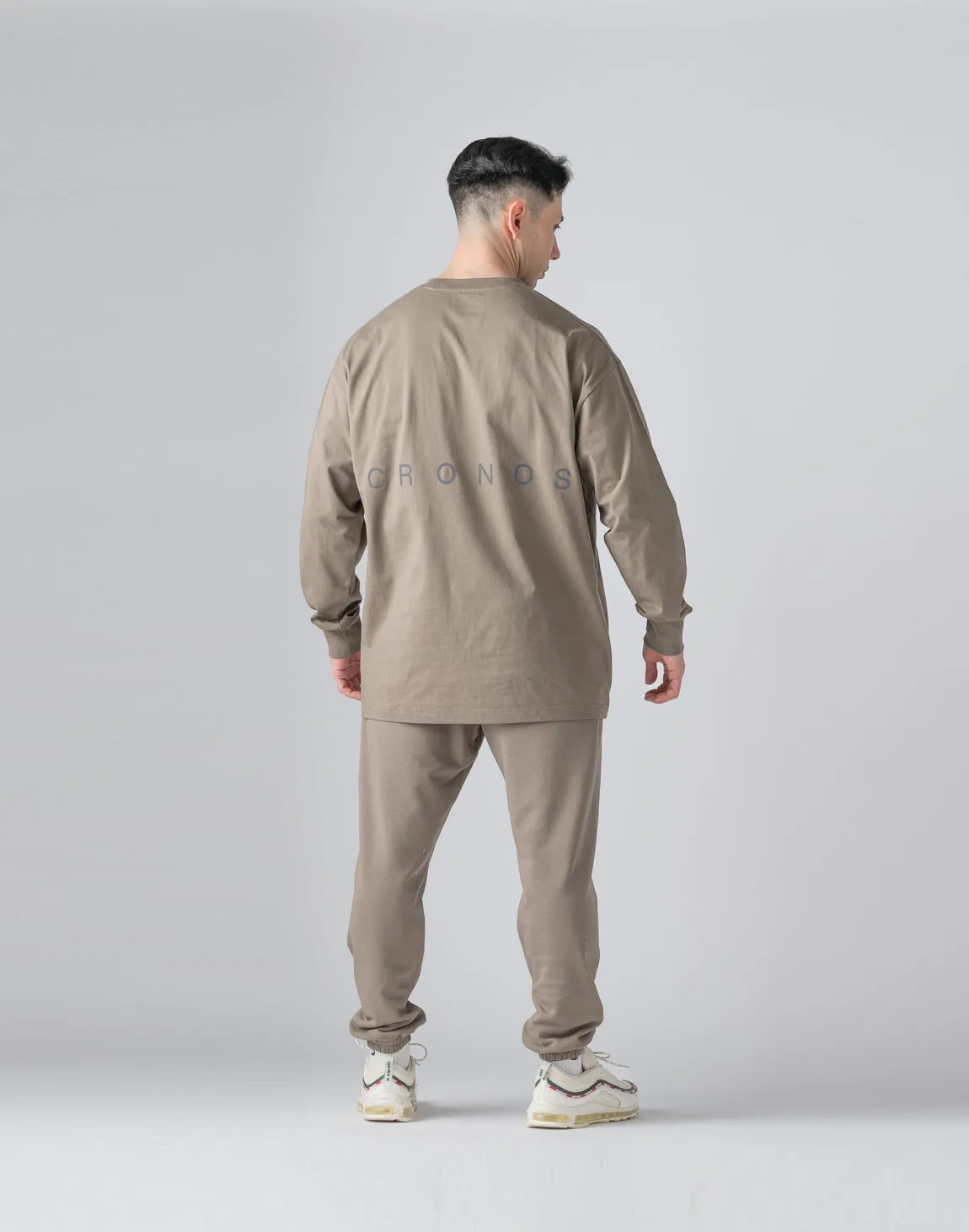 CRONOS Reflector Print Sweat Long Pants【TAUPE】