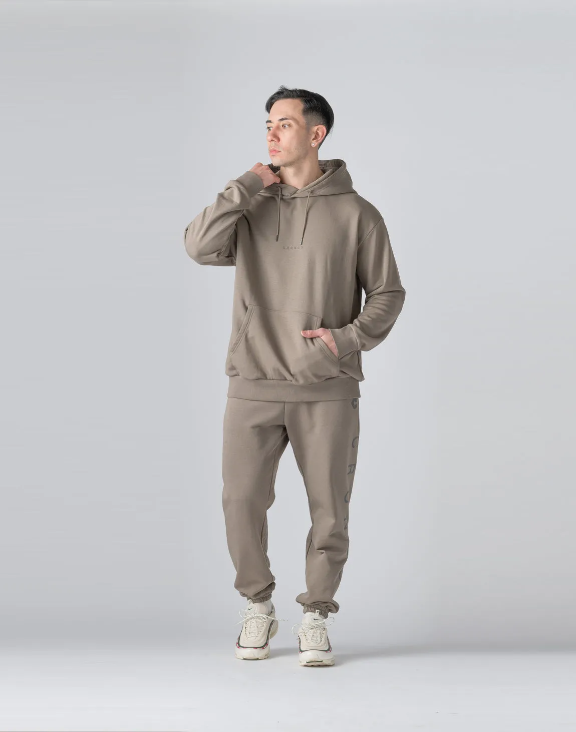 CRONOS Reflector Print Sweat Long Pants【TAUPE】