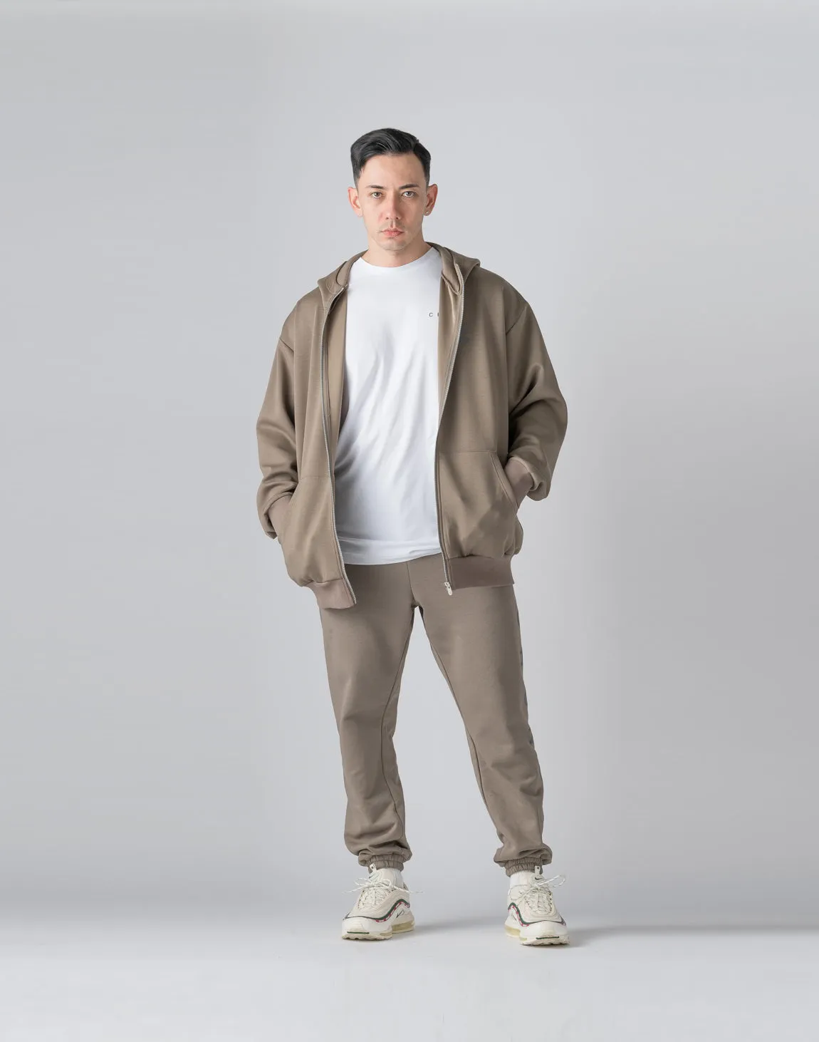 CRONOS Reflector Print Sweat Long Pants【TAUPE】