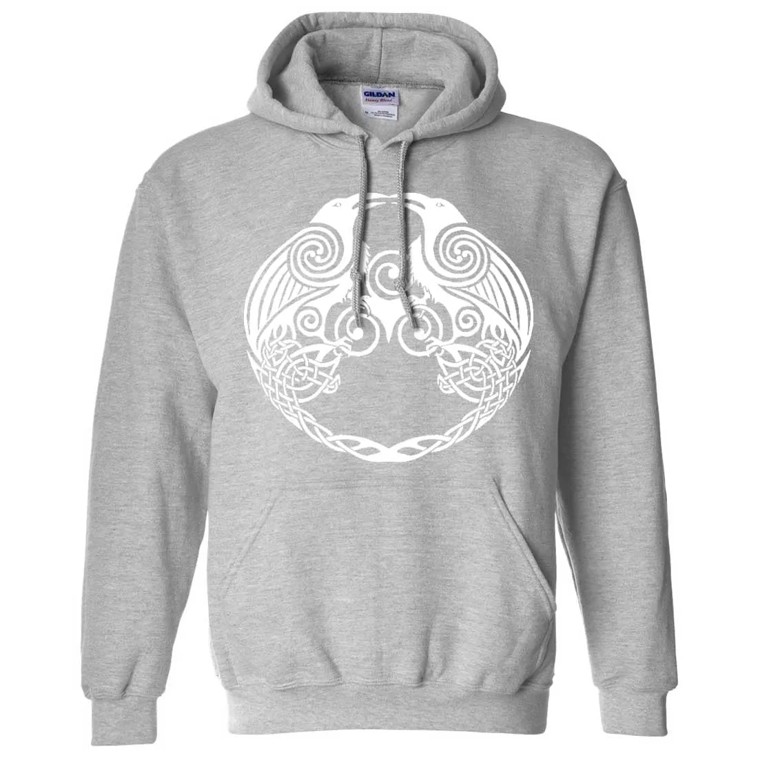 Dual Raven White Print Sweatshirt Hoodie