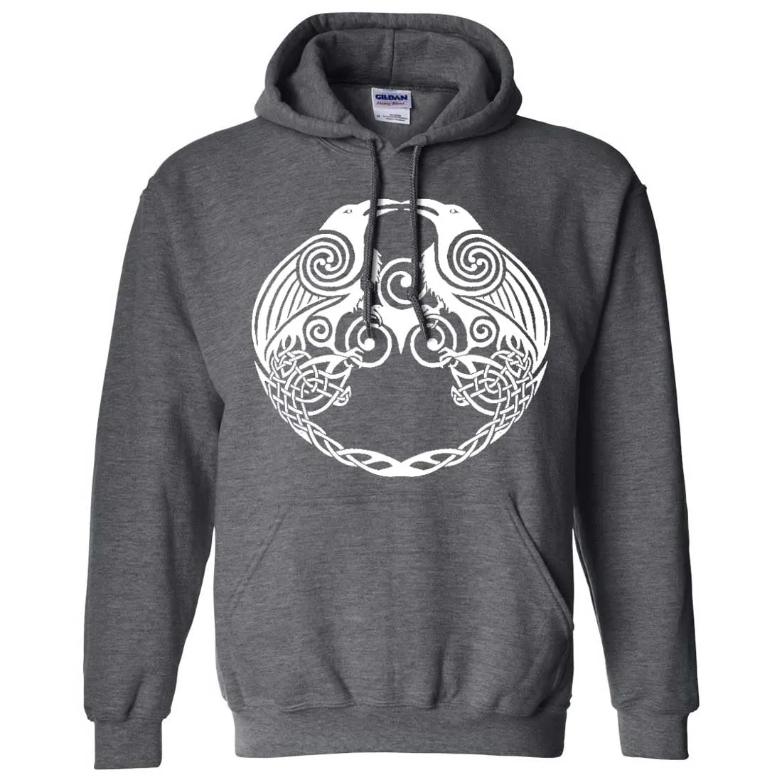 Dual Raven White Print Sweatshirt Hoodie