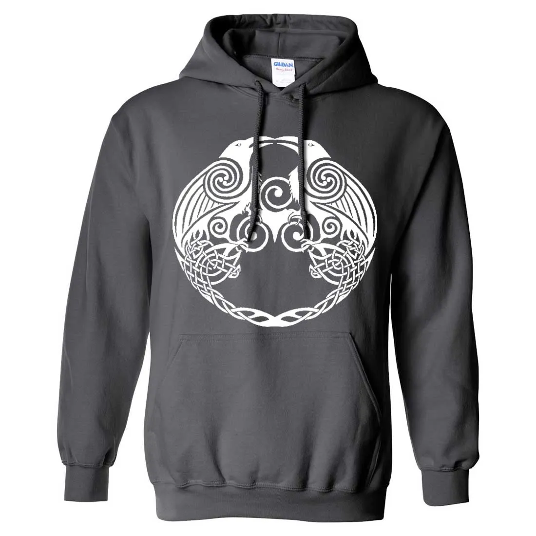 Dual Raven White Print Sweatshirt Hoodie