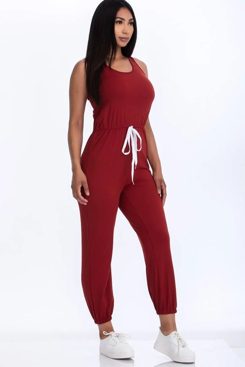 Elasticized Waist Jogger Jumpsuit
