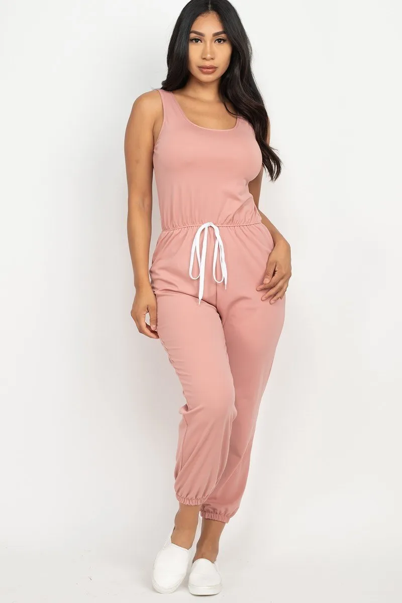 Elasticized Waist Jogger Jumpsuit