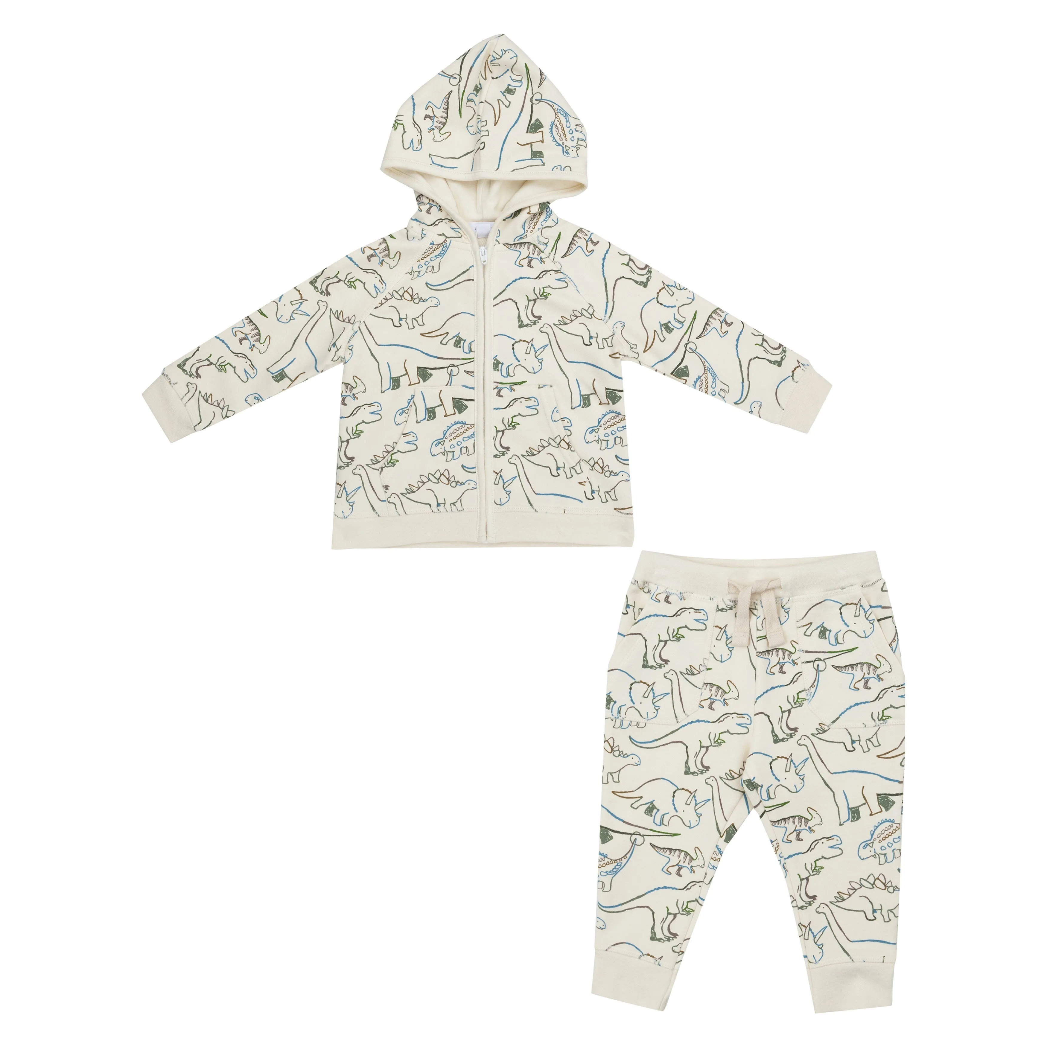 French Terry Hoodie & Jogger Set - Artsy Dinos