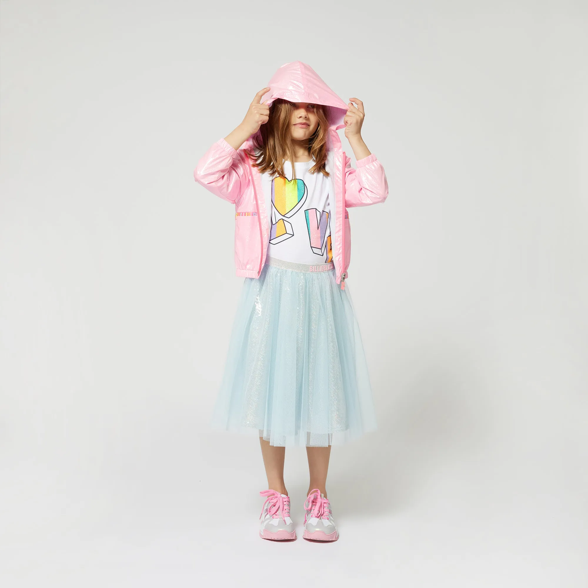 Girls Pink Hooded Windbreaker