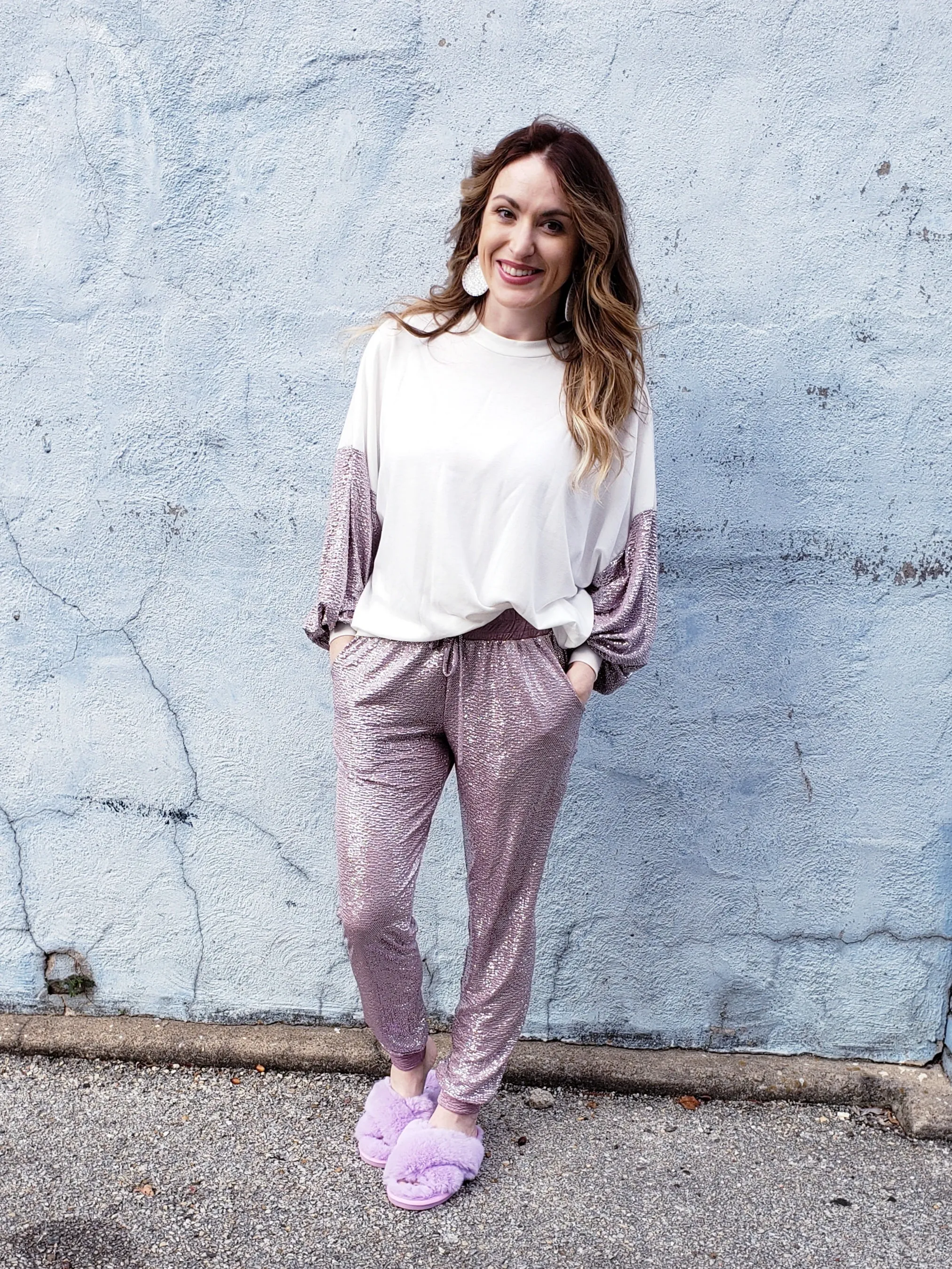 Haute Leisure Joggers: Mauve/ivory