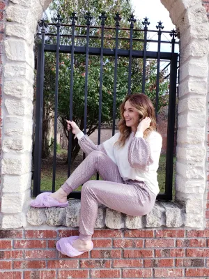Haute Leisure Joggers: Mauve/ivory