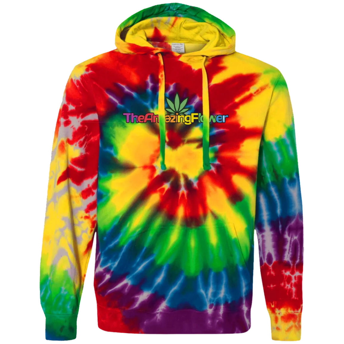 Hemp Leaf Multi-color Logo Tie-Dye Pullover Hoodie