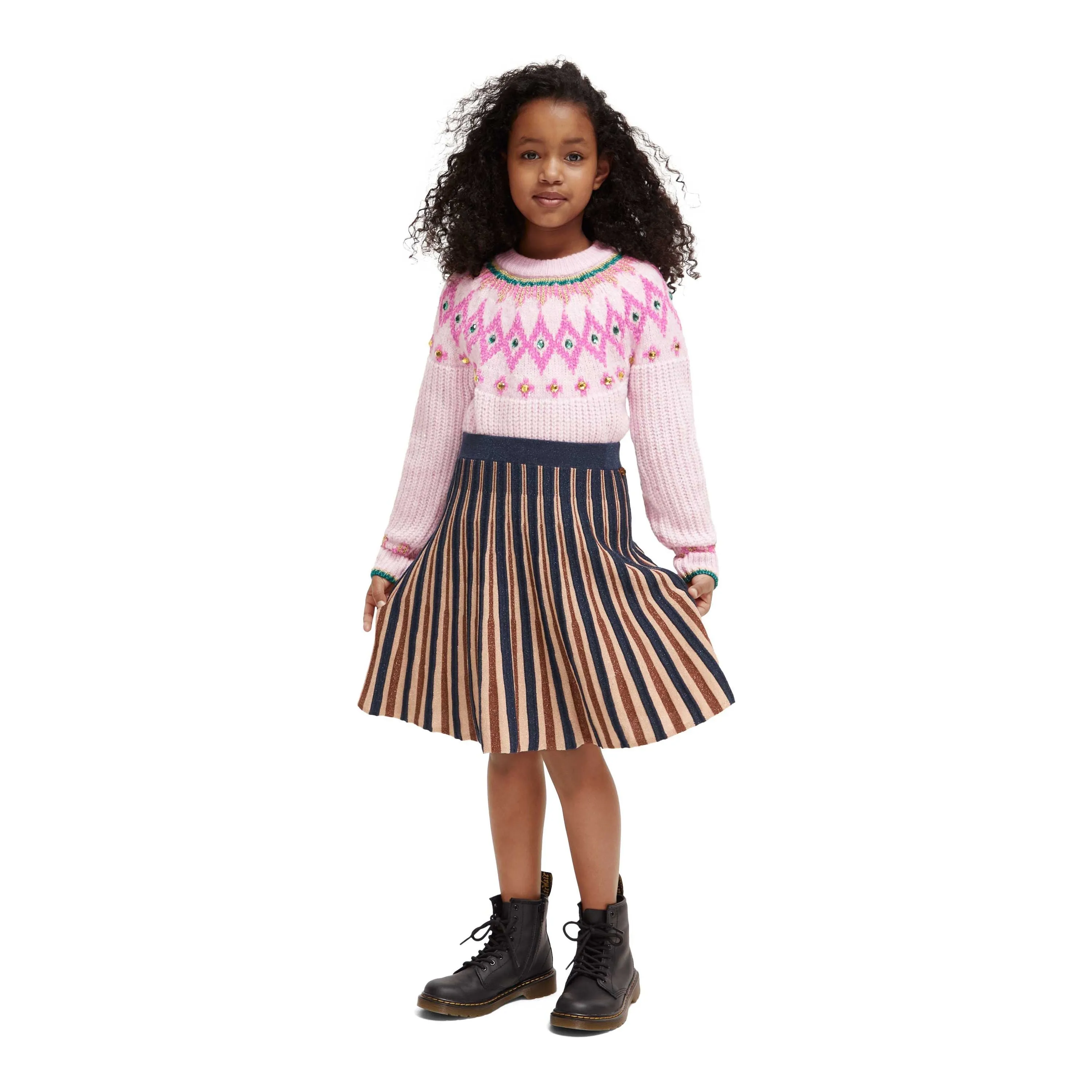 Intarsia Rhinestone Pullover