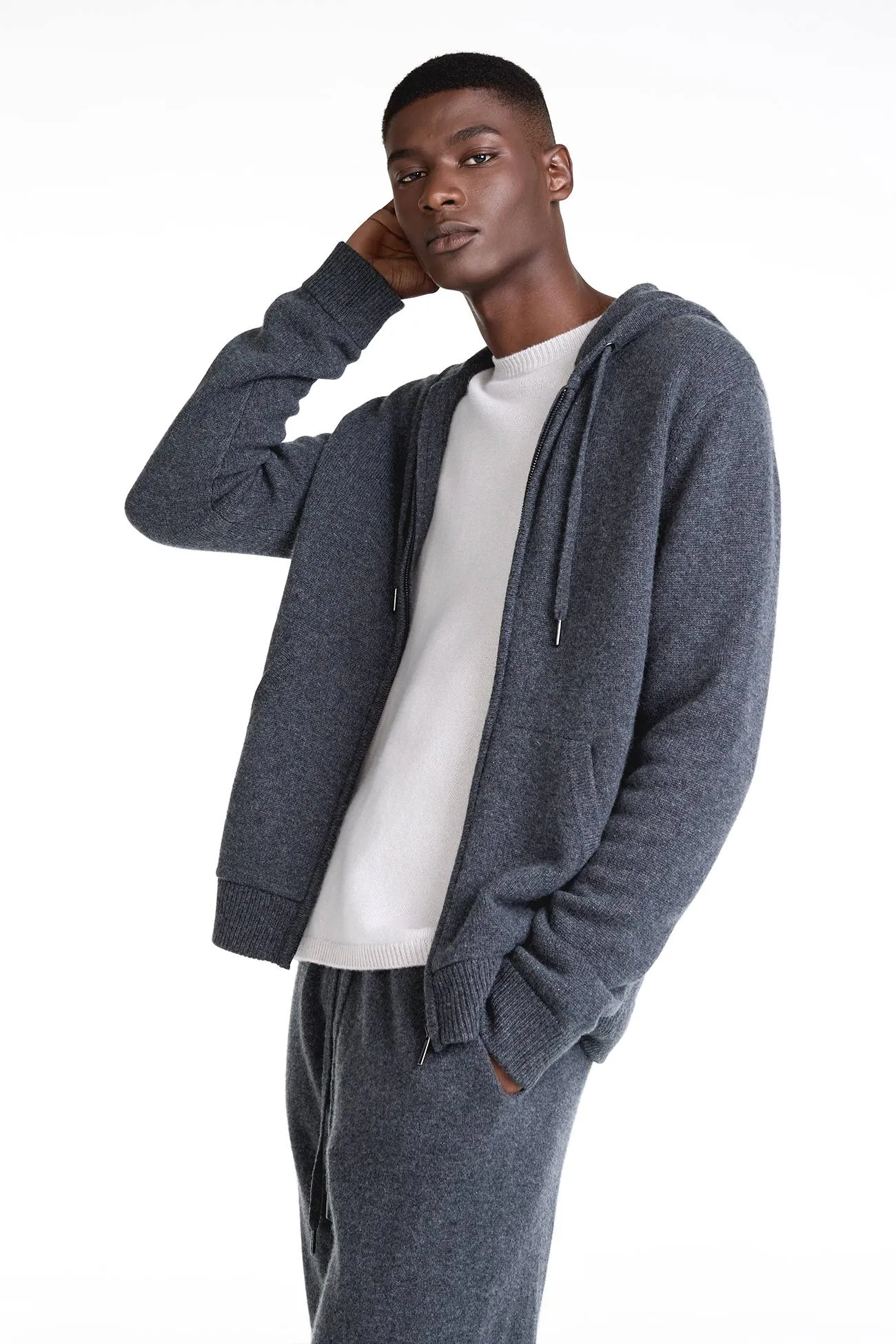 JAKE ZIP-UP CASHMERE HOODIE