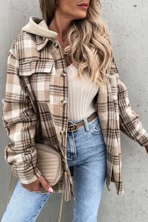 Kariertes Kapuzenmantel in Khaki - Mia