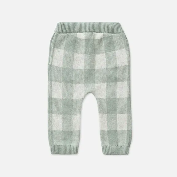 Knit Jogger Pants - Whisper Green Gingham