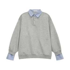 Loose Fit Contrast Stitching Pullover