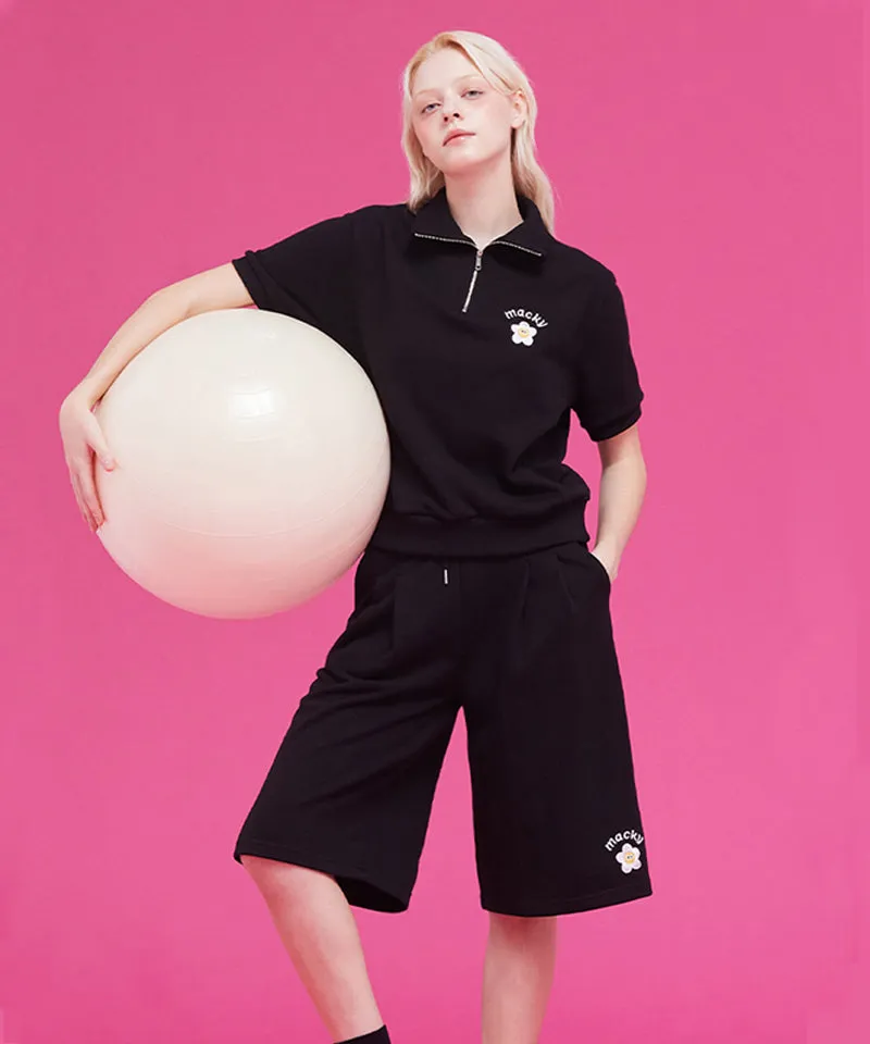 MACKY Golf: Daisy Bermuda Sweat  Pants - Black