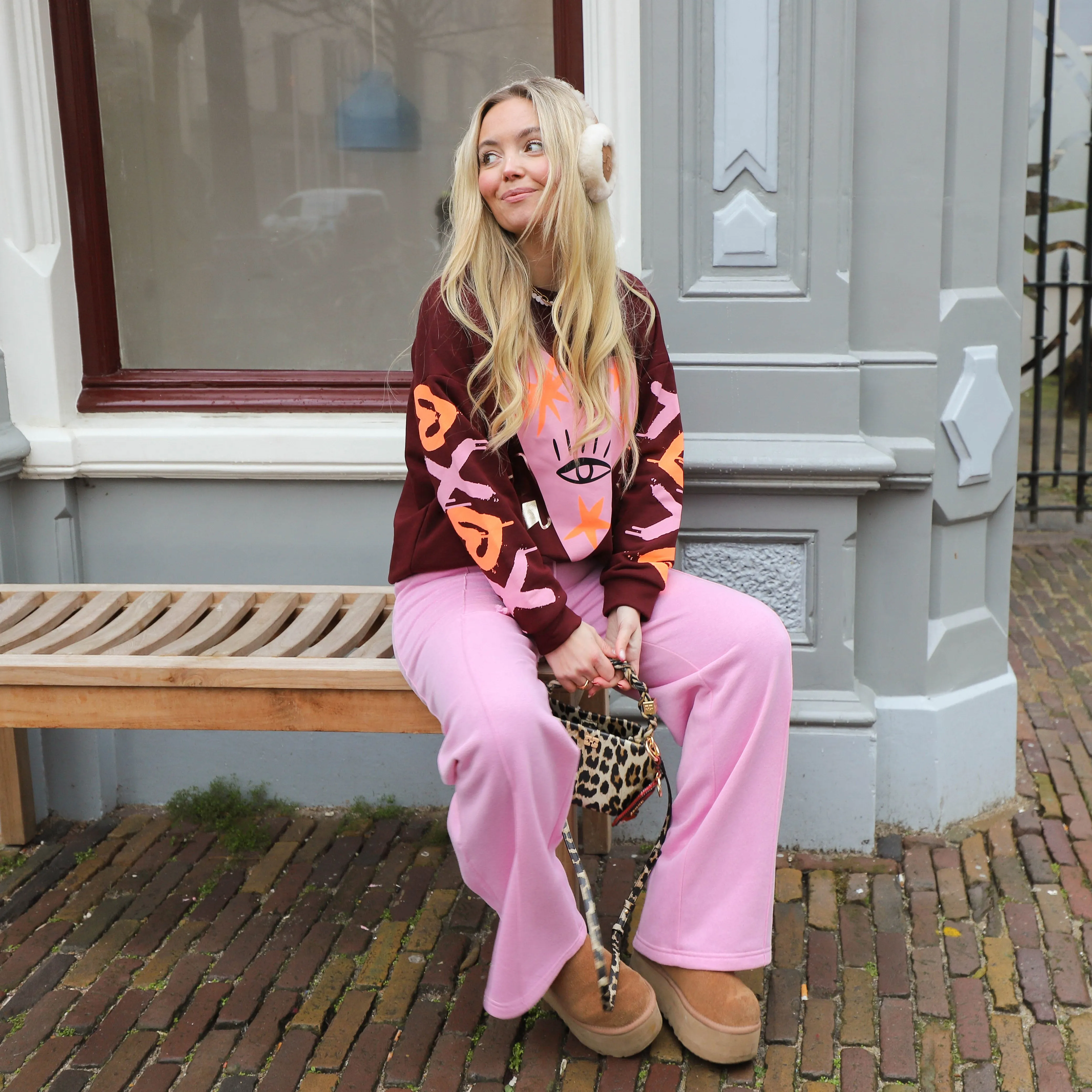 Mayra wide sweat pants bonbon roze