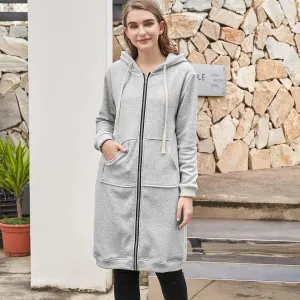 New Reimferce Women's Casual Zip up Hoodies Long Tunic Sweatshirt in Grey Sz 2X!
