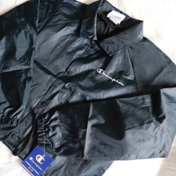 NWT Champion Dark Green Cropped Wind Breaker Track Jacket Size Medium Size XL