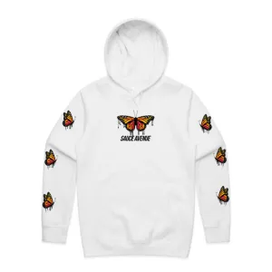 Orange Warmth Butterfly Drip | White Hoodie (Sleeves)