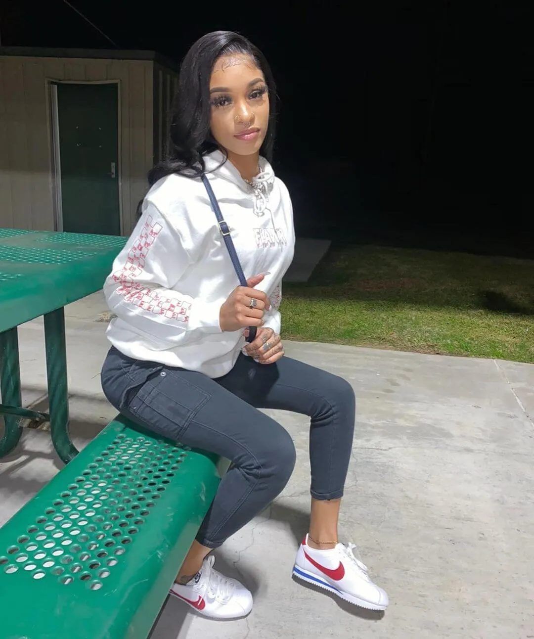 Red Outline Flavor (S) | White Hoodie (Outline Checkered Drippin Sleeve)