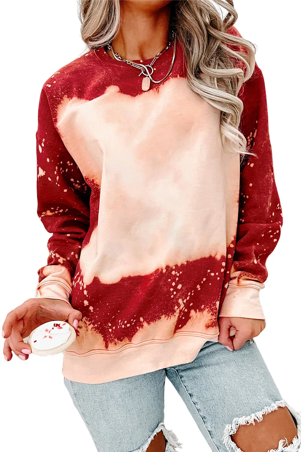 Rush Tie Dye Print Crewneck Pullover Sweatshirt