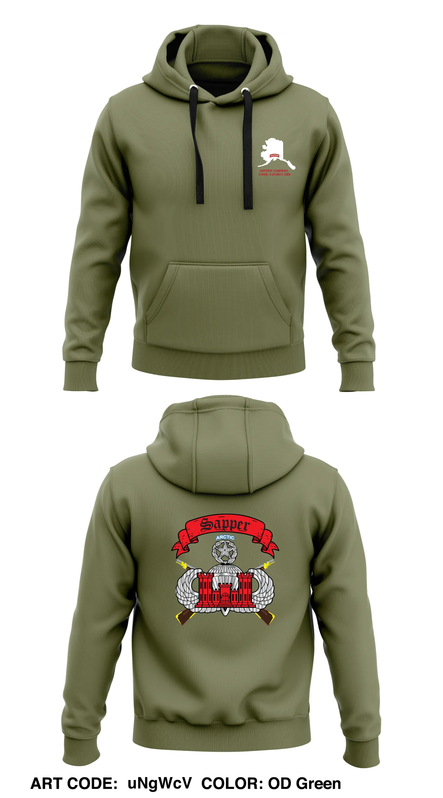Sapper Company, 6th BEB, 4-25 IBCT (ABN)  Core Men's Hooded Performance Sweatshirt - uNgWcV