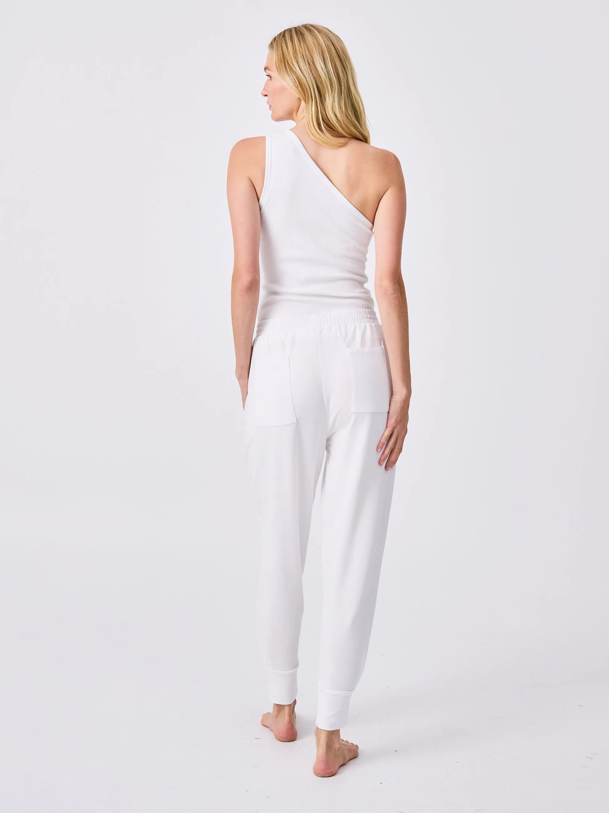 Side Pleat Jogger Jogger - White