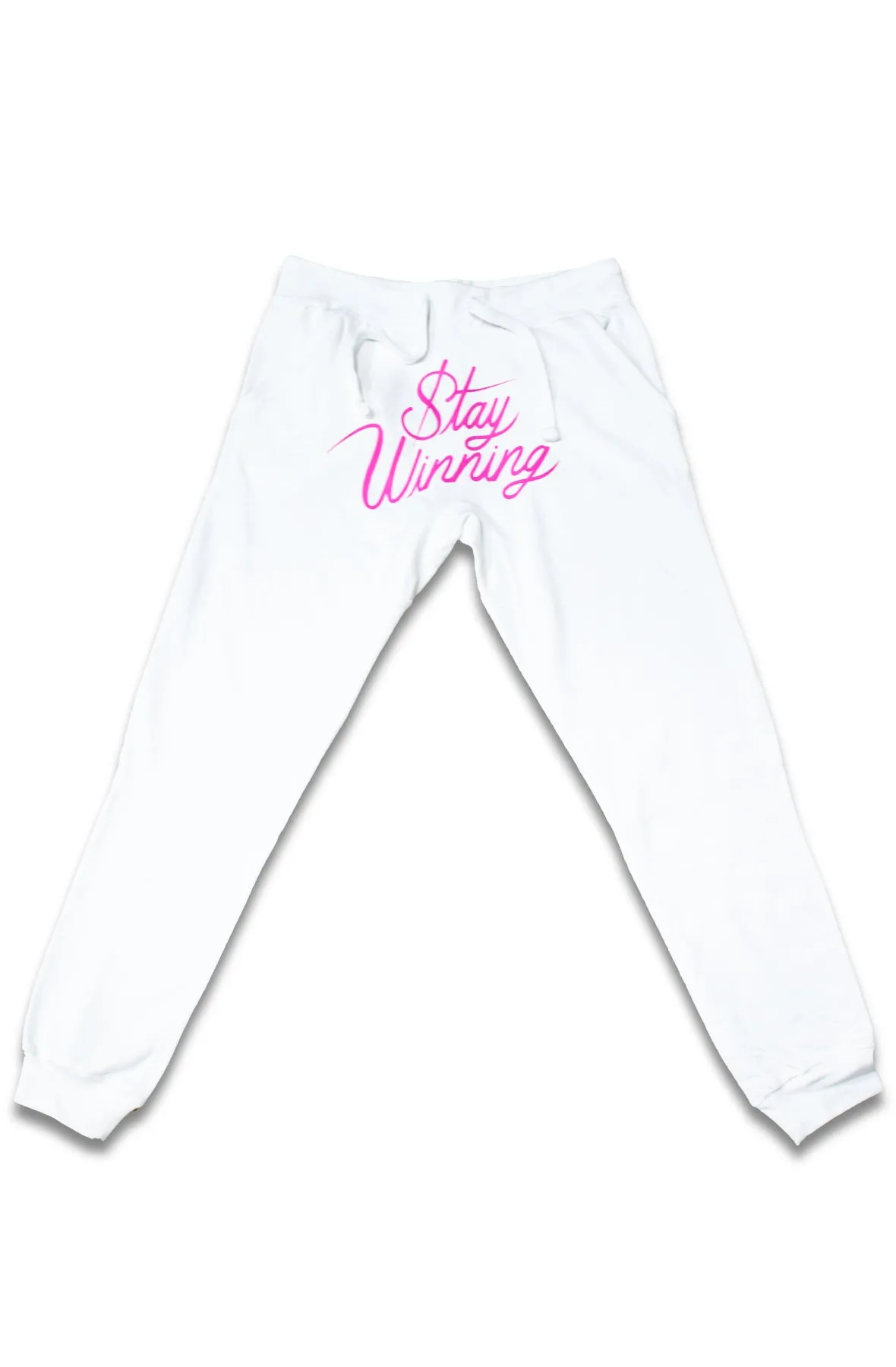 Stay Winning Script White/Pink Joggers