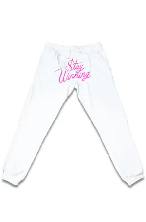 Stay Winning Script White/Pink Joggers