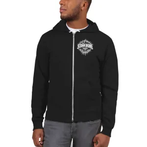 StinkBone Skate Wheel Skull Zip Up Hoodie