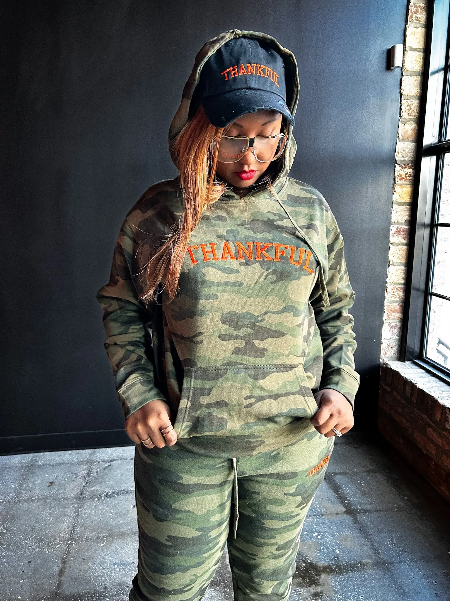 Thankful Embroidered Adult Hoodie