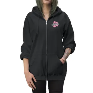 Unisex Zip Up Hoodie Pink Flower
