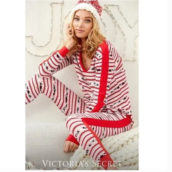 Victoria’s Secret Christmas Plaid Stripe Thermal Pajama Jogger Pants Small