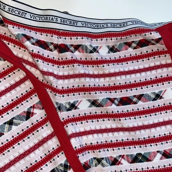 Victoria’s Secret Christmas Plaid Stripe Thermal Pajama Jogger Pants Small